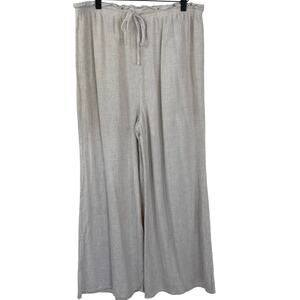 Fashion Nova Beige Cotton Wide Leg Drawstring Pants Women XL Elastic Waist Boho